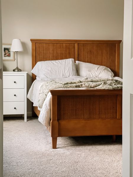 This Home Depot cane bed frame is the perfect wood tone I need in our bedroom. Still not sure what we want to do in this room but I knew I needed this bed for this space.

#bedroommakeover
#woodbedframe

#LTKhome #LTKsalealert