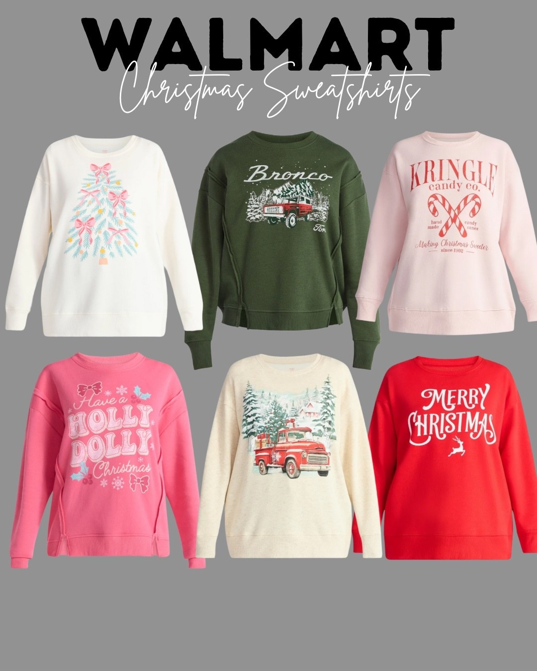 New holiday graphic sweatshirts 🎄🎅 linked a bunch of other cute options as well! 🥰


#walmart #walmartfashion #walmartstyle #walmartfinds #walmartarrivals #xmas #christmas #holiday #cozy #casual #timeandtru #xmas #graphicsweatshirt #walmartfind 

#LTKSeasonal #LTKGiftGuide #LTKHoliday