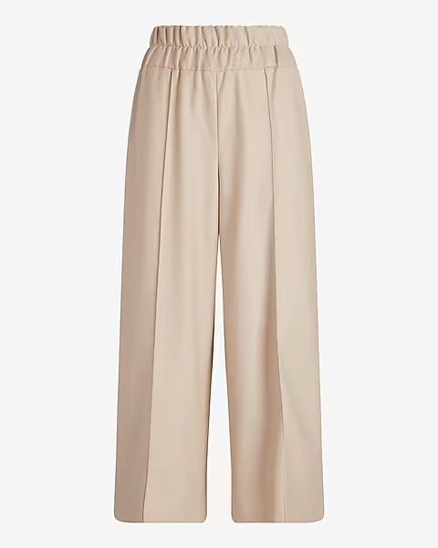 Super High Waisted Faux Leather Cropped Wide Leg Pant | Express