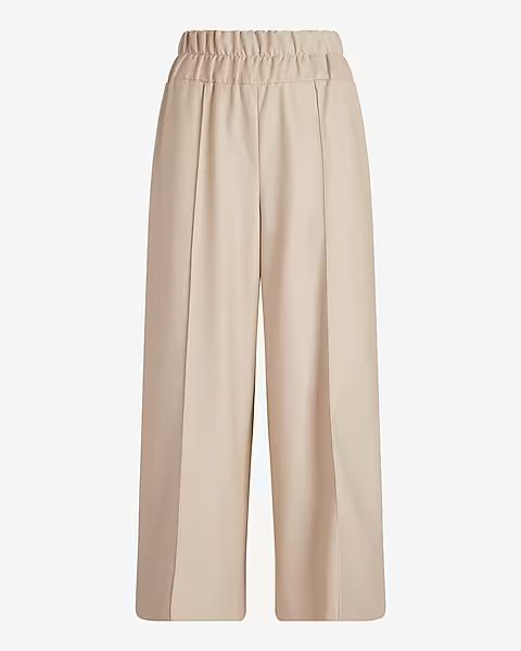 Super High Waisted Faux Leather Cropped Wide Leg Pant | Express