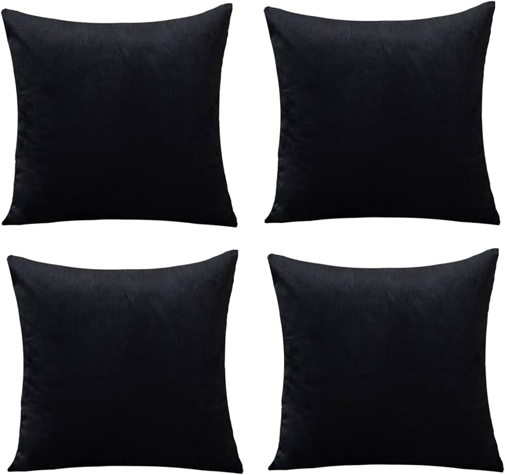 ETASOP Pack of 4 Velvet Pillow Covers, Soft Throw Pillow Cases 18 x 18 Couch Pillows for Home Dec... | Amazon (US)