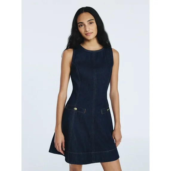 Free Assembly Women's and Women’s Plus Sleeveless Denim Mini Dress, Sizes 0-26 | Walmart (US)