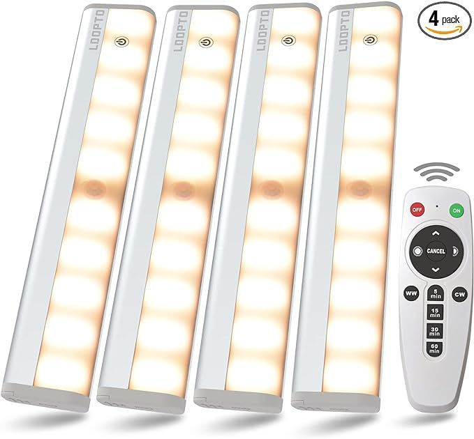 LDOPTO Under Cabinet Lights Wireless with Remote, Dimmable Battery Operated Lights, Upgrade Close... | Amazon (US)