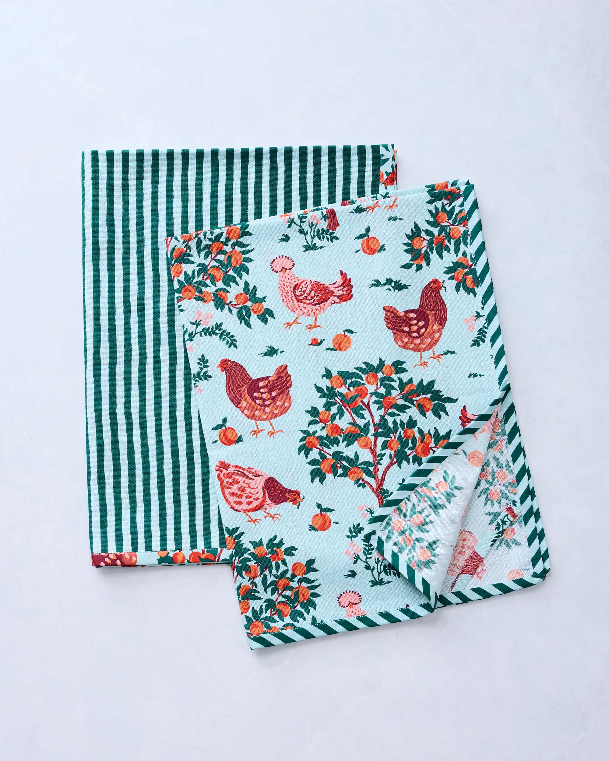 Hen House - Tea Towels Set Of 2 - Soft Blue | Printfresh