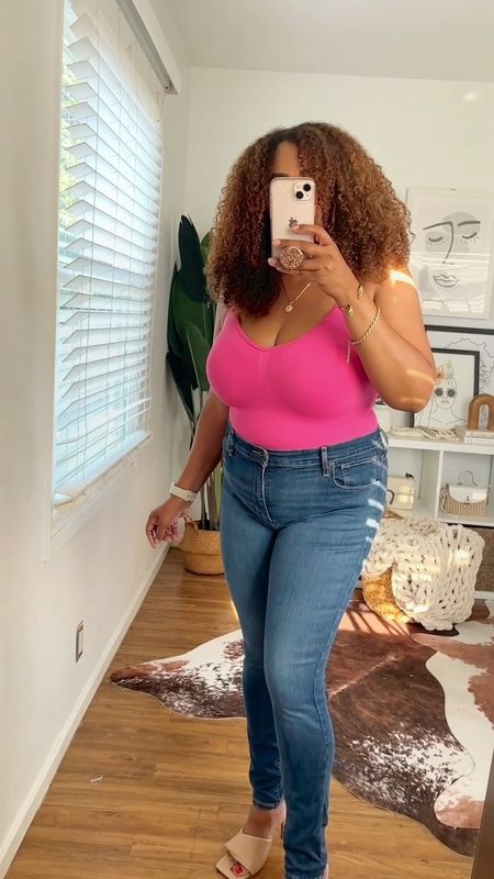 The BodySuit you need to try! Listen 🙋🏾‍♀️- This bodysuit fits 👀, feels good, and comes in a bunch of colors. I’m a size 14 and I’m wearing a large.  32 in the jeans. The bodysuit comes in a three pack

#LTKunder50 #LTKcurves #LTKFind