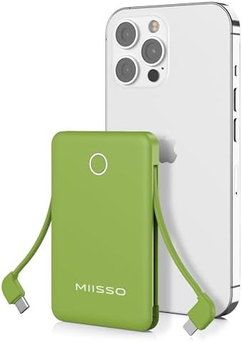 6000mah Ultra Slim Built in Cables Power Bank, Card Size Built in USB C Cords Battery Pack Portab... | Amazon (US)