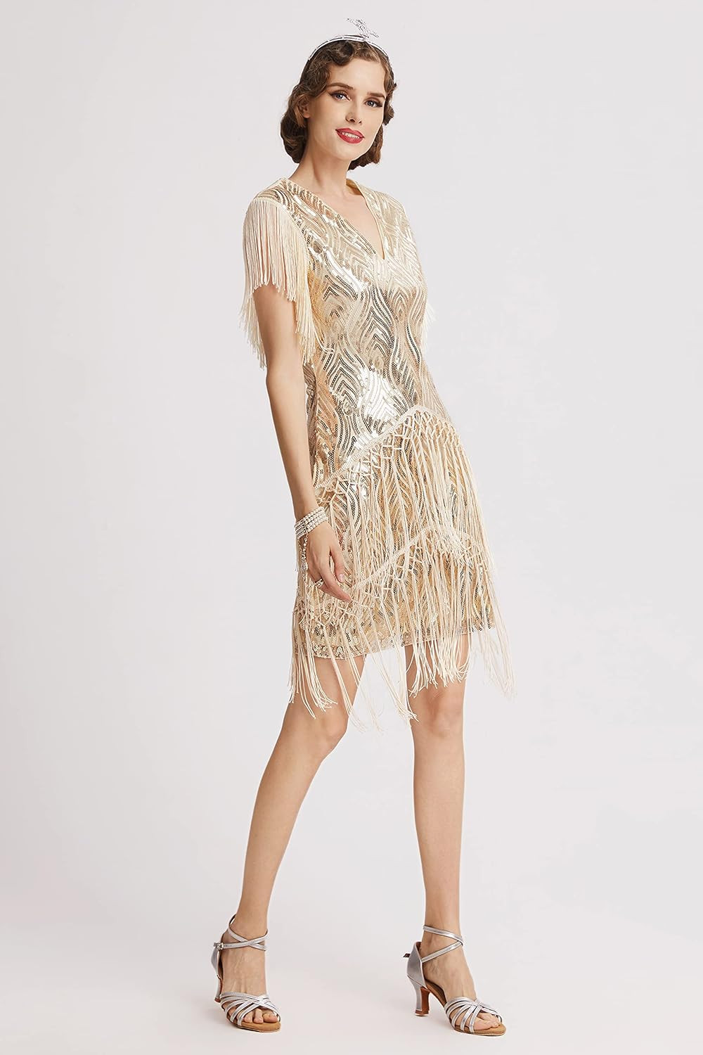 BABEYOND 1920s Flapper Dress Long Fringed Gatsby Dress Roaring 20s Sequins Beaded Dress Vintage A... | Amazon (US)