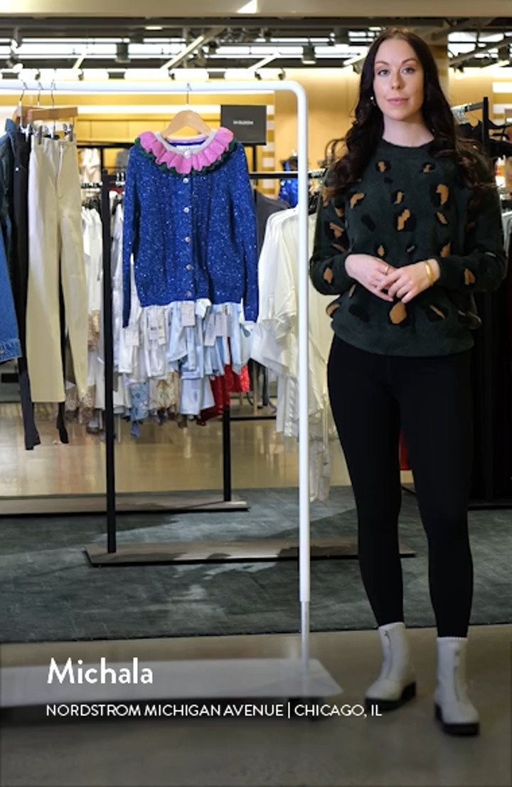 Kids' Sparkle Frill Neck Cardigan | Nordstrom