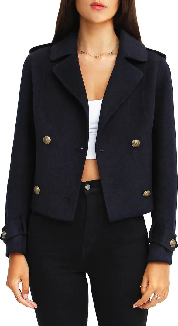 Belle & Bloom Better Off Military Wool Blend Crop Peacoat | Nordstromrack | Nordstrom Rack