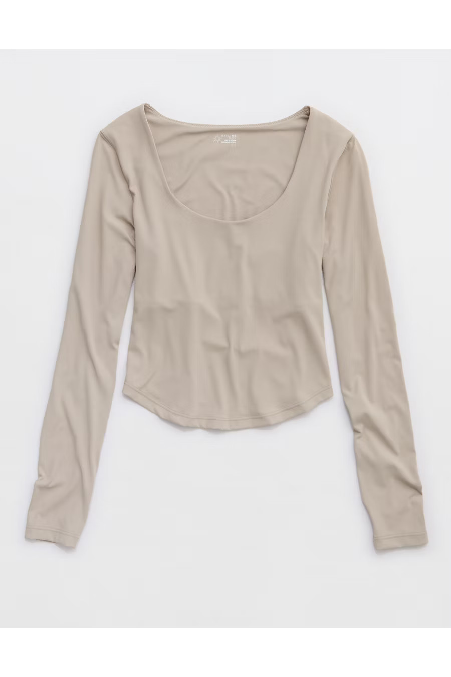 OFFLINE By Aerie Real Me Long Sleeve Scoop T-Shirt Women's Stone Harbor M | Aerie