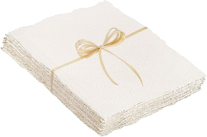25 Sheets Watercolor Paper 8.5 x 11, 300 GSM Deckled Edge Paper Rough/Textured Handmade Paper Cot... | Amazon (US)