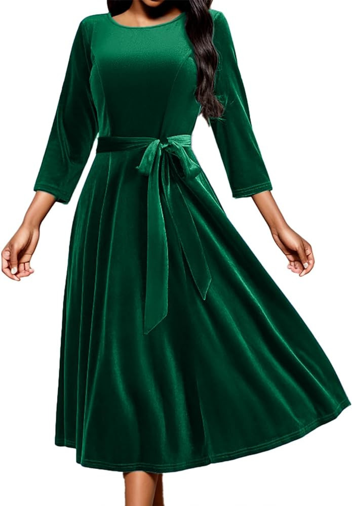 DRESSTELLS Velvet Cocktail Dress For Women Dark Green Dress Emerald Green Dress Emerald Green Dress | Amazon (US)