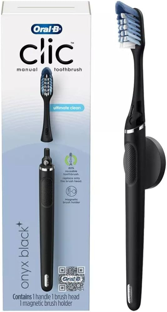 Oral-B Clic Manual Toothbrush, Onyx Black, with Magnetic Toothbrush Holder - 1 Count 049-09-6257 ... | Amazon (US)