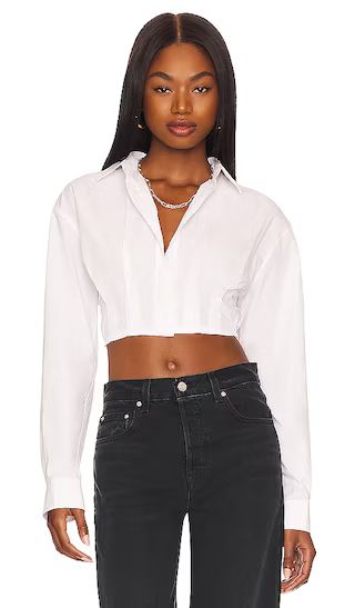 Kayley Cropped Shirt in White | Revolve Clothing (Global)