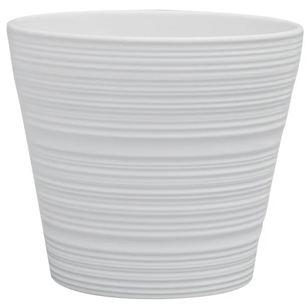 Mainstays Pottery 8in White Stripe Ceramic Planter | Walmart (US)