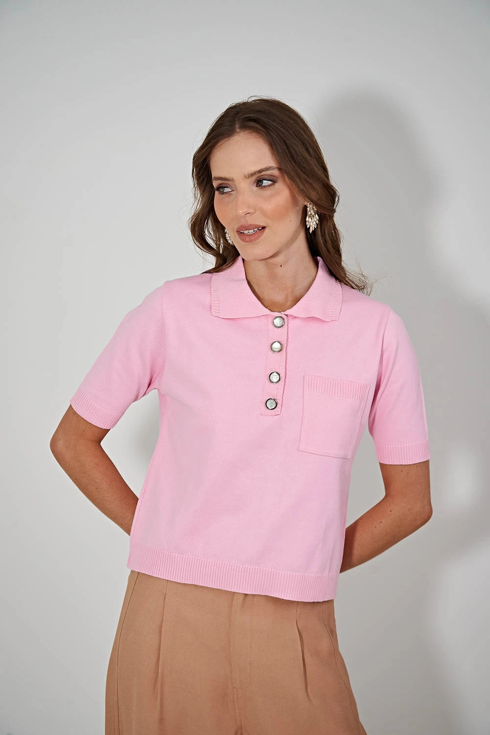 BLUSA POLO MANGA CURTA ROSA | Linda de Morrer (BR)