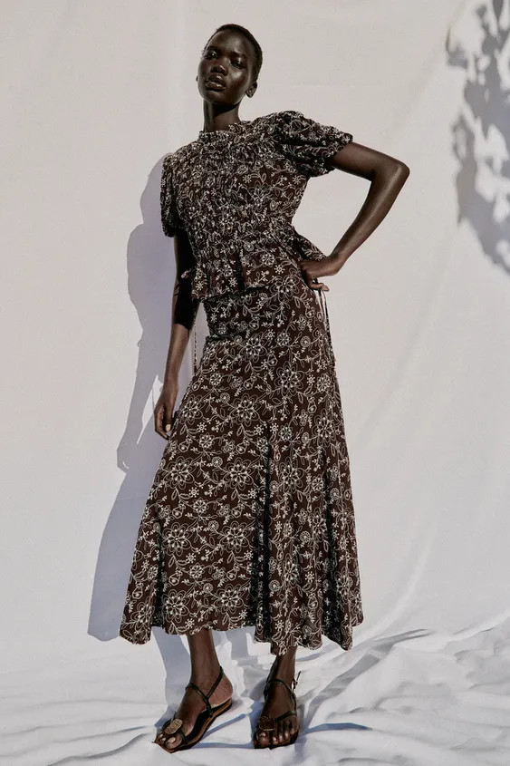 EMBROIDERED MIDI SKIRT | Zara US