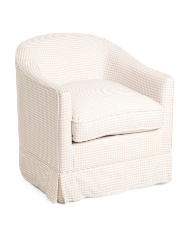 28.5x29 Scout Gingham Swivel Chair With Kick Pleat Skirt | Polyester | Marshalls