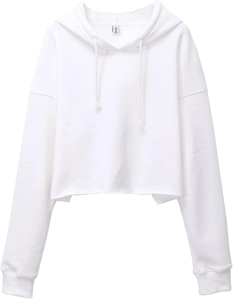Amazhiyu Women's Cropped Hoodies Long Sleeves Fleece Crop Top Sweatshirt with Hooded | Amazon (US)