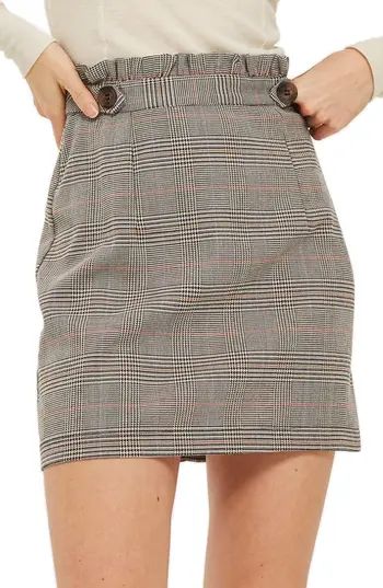 Women's Topshop Frill Edge Heritage Check Skirt, Size 2 US (fits like 0) - Beige | Nordstrom