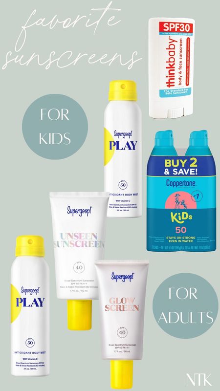 Favorite sunscreens for kids and adults  (I have been using glow screen in the mornings and reapplying unseen screen in the afternoons on my face & loving it!)

#LTKunder50 #LTKswim #LTKkids