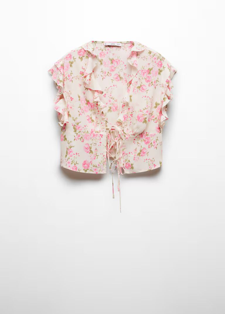 Floral blouse with bow closure | MANGO (UK)
