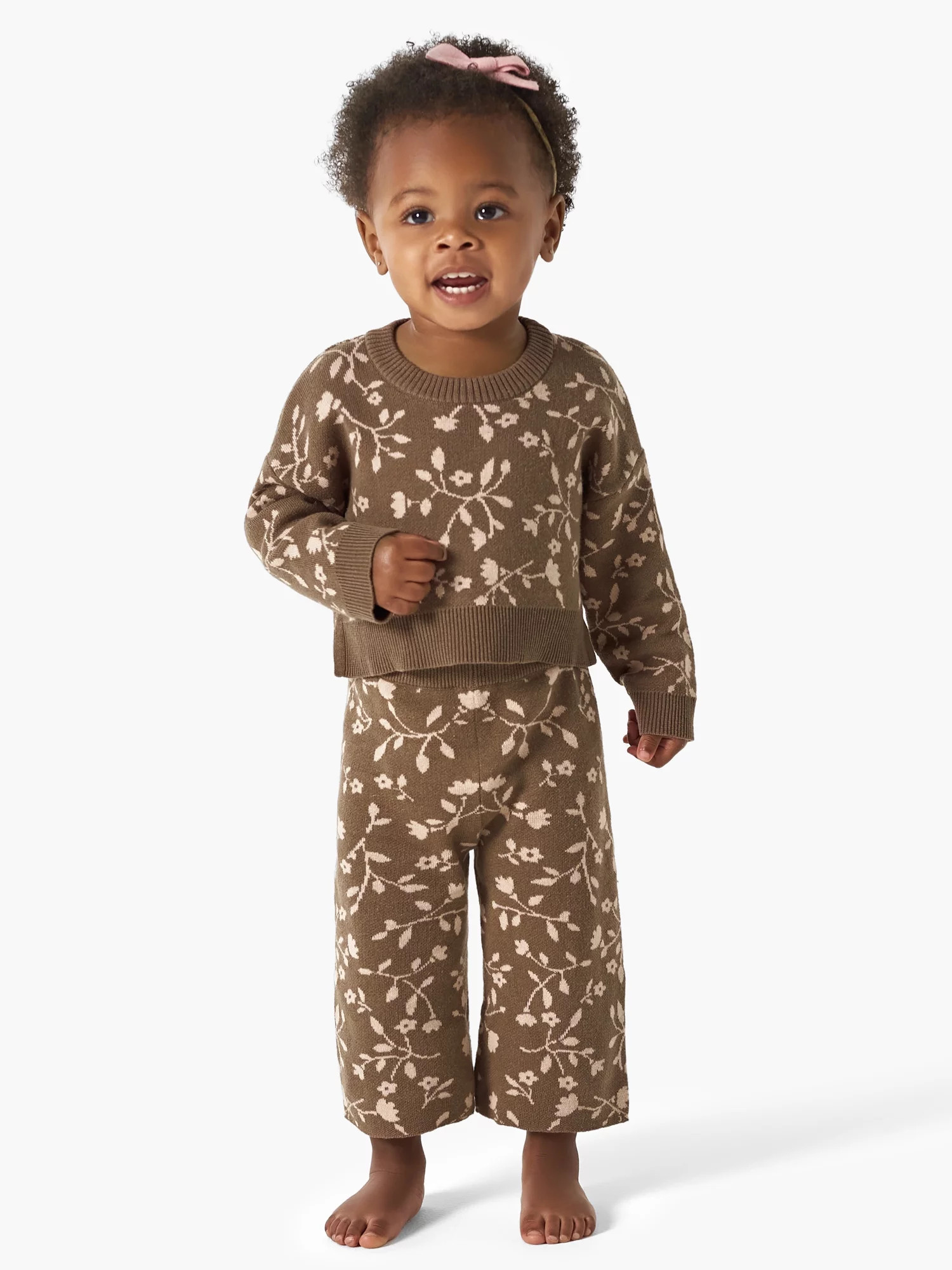 Modern Moments by Gerber Baby & Toddler Girl Jacquard Sweater & Wide-Leg Pant, 2-Piece Set, 12M-5... | Walmart (US)