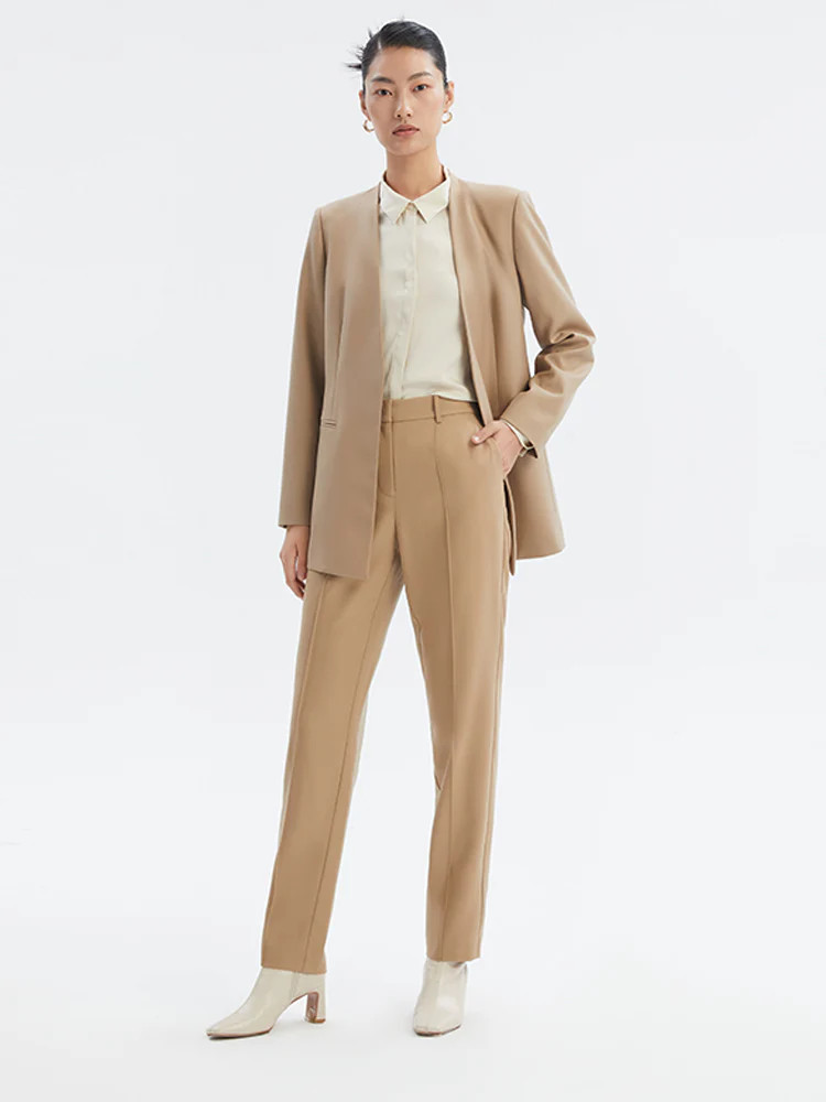 Ankle Length Worsted Wool Tapered Pants | GOELIA