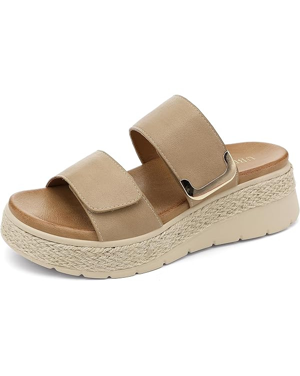 UBFEN Womens Platform Wedge Sandals - Espadrille Slides with Orthopedic Arch Support, Comfortable... | Amazon (US)