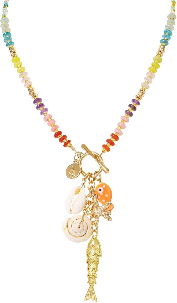 Coiris Fish Necklace for Women Beaded Stone 3d Lively Fish Necklace Beach Summer Hawaiian Ocean D... | Amazon (US)