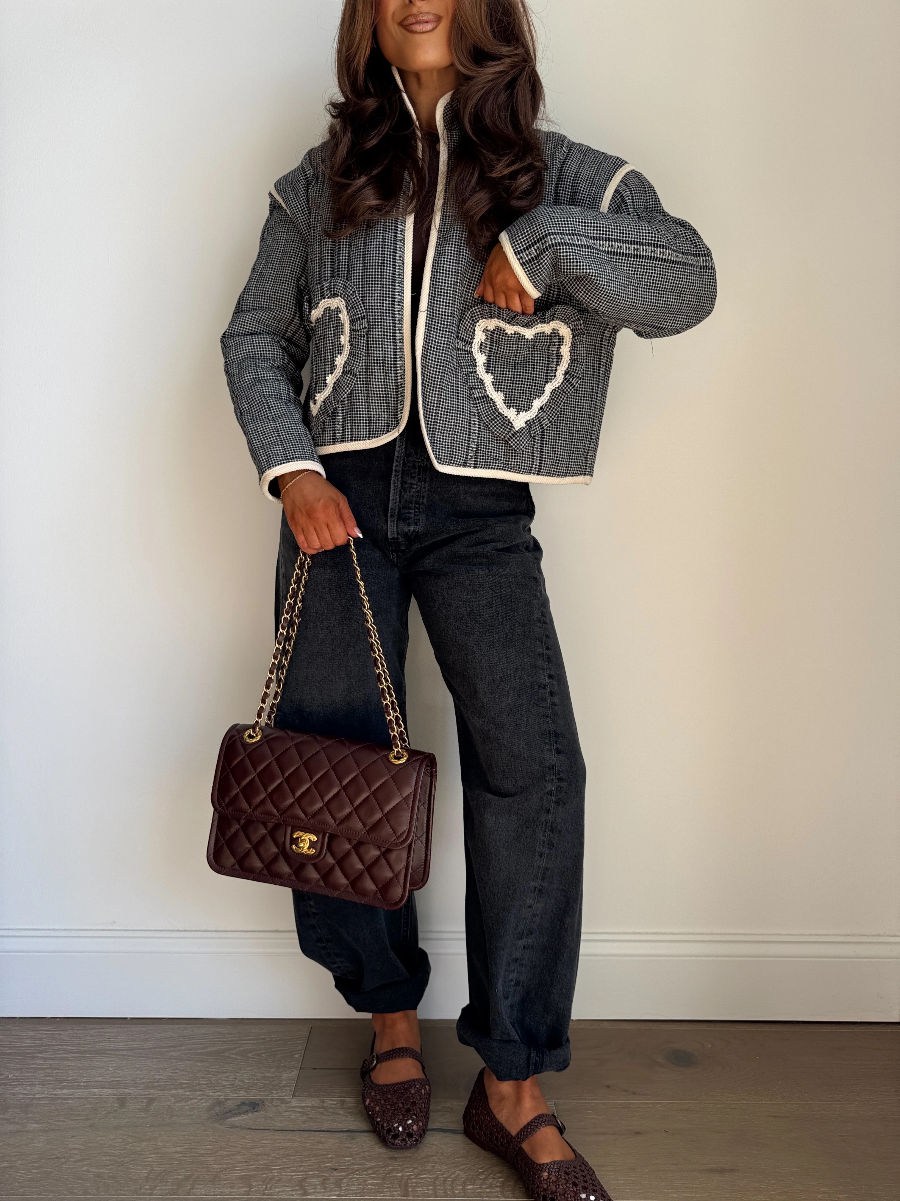 Gingham & Hearts Cookies & Cream Jacket | Shop Your Darling Style