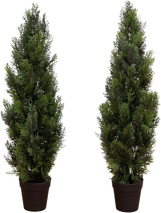 Nearly Natural 3ft Cedar Pine Artificial Tree, UV Resistant, Realistic Cone-Shaped Greenery, Indo... | Amazon (US)