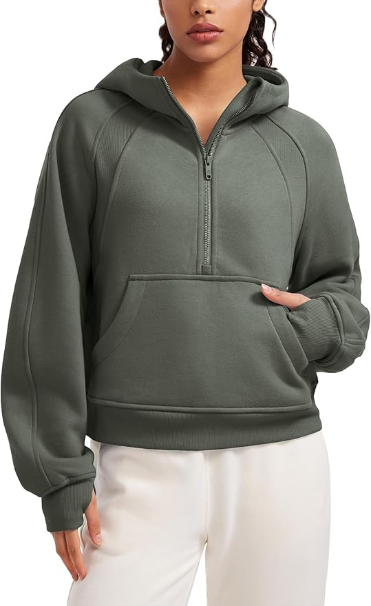 CRZ YOGA Womens Fleece Lined Half Zip Hoodies Pullover Oversized Long Sleeve Casual Workout Sweat... | Amazon (US)