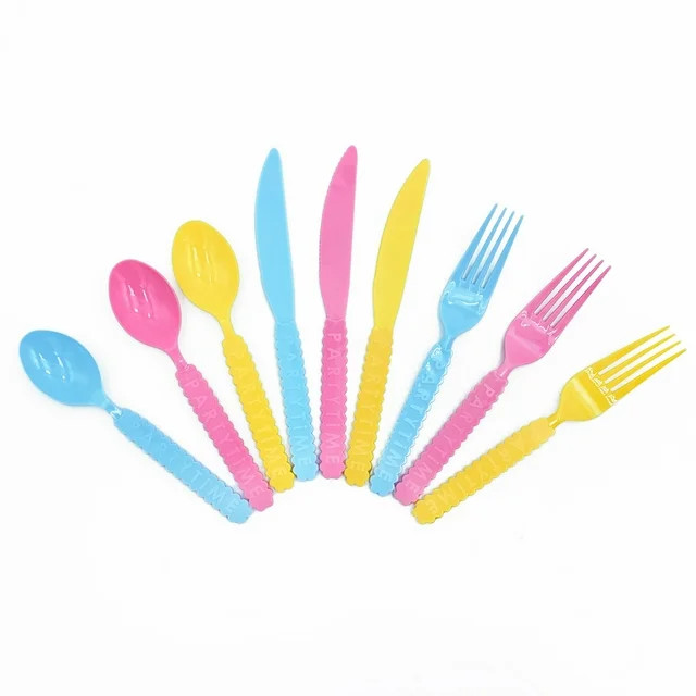 Packed Party 'Party Time' Multicolor Plastic Cutlery, Disposable, 18 Count | Walmart (US)