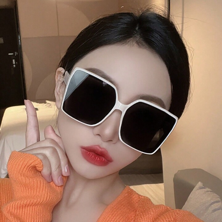 Fashionable And Versatile White Sunglasses Frame For Women With Oversized Square Design, Minimali... | SHEIN