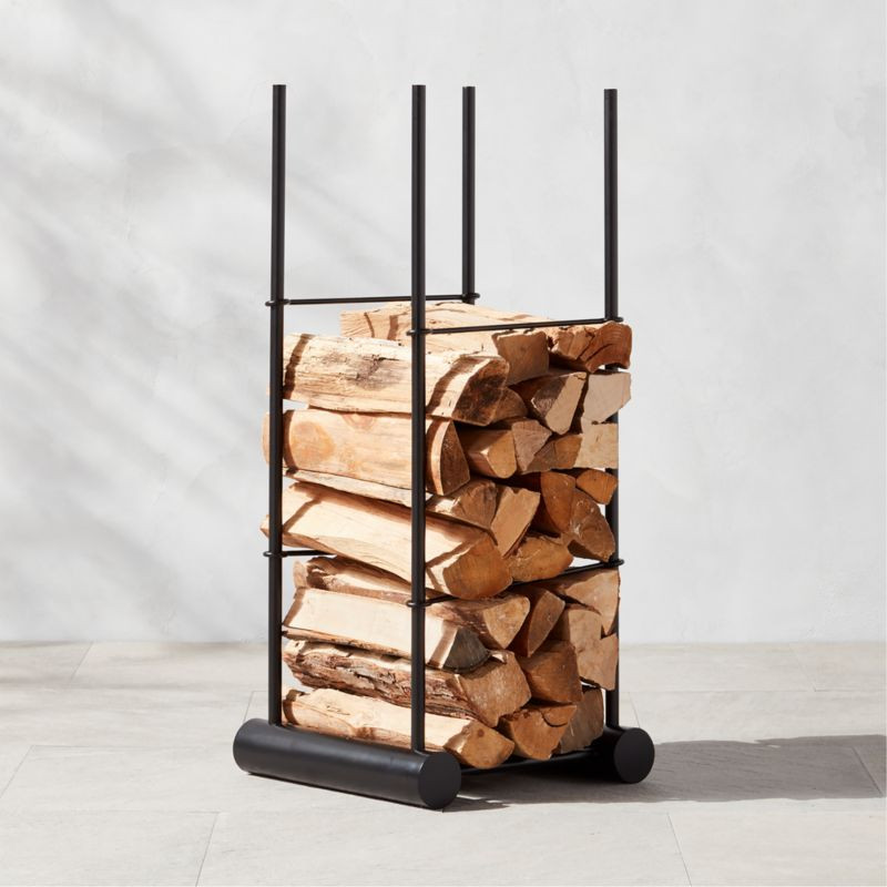 Casimir Black Steel Outdoor Firewood Rack | CB2 | CB2