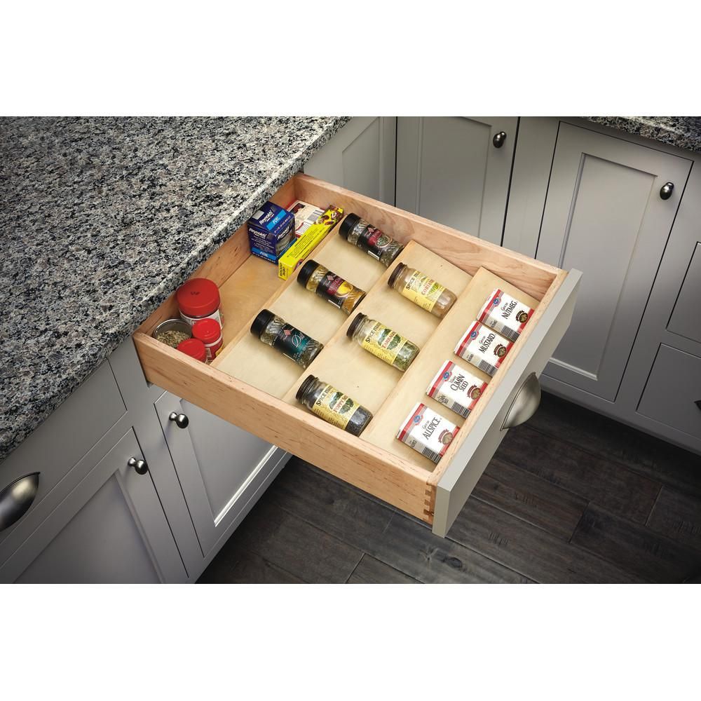1.5 in. H x 22 in. W x 19.75 in. D X-Large Wood Spice Drawer Insert | The Home Depot