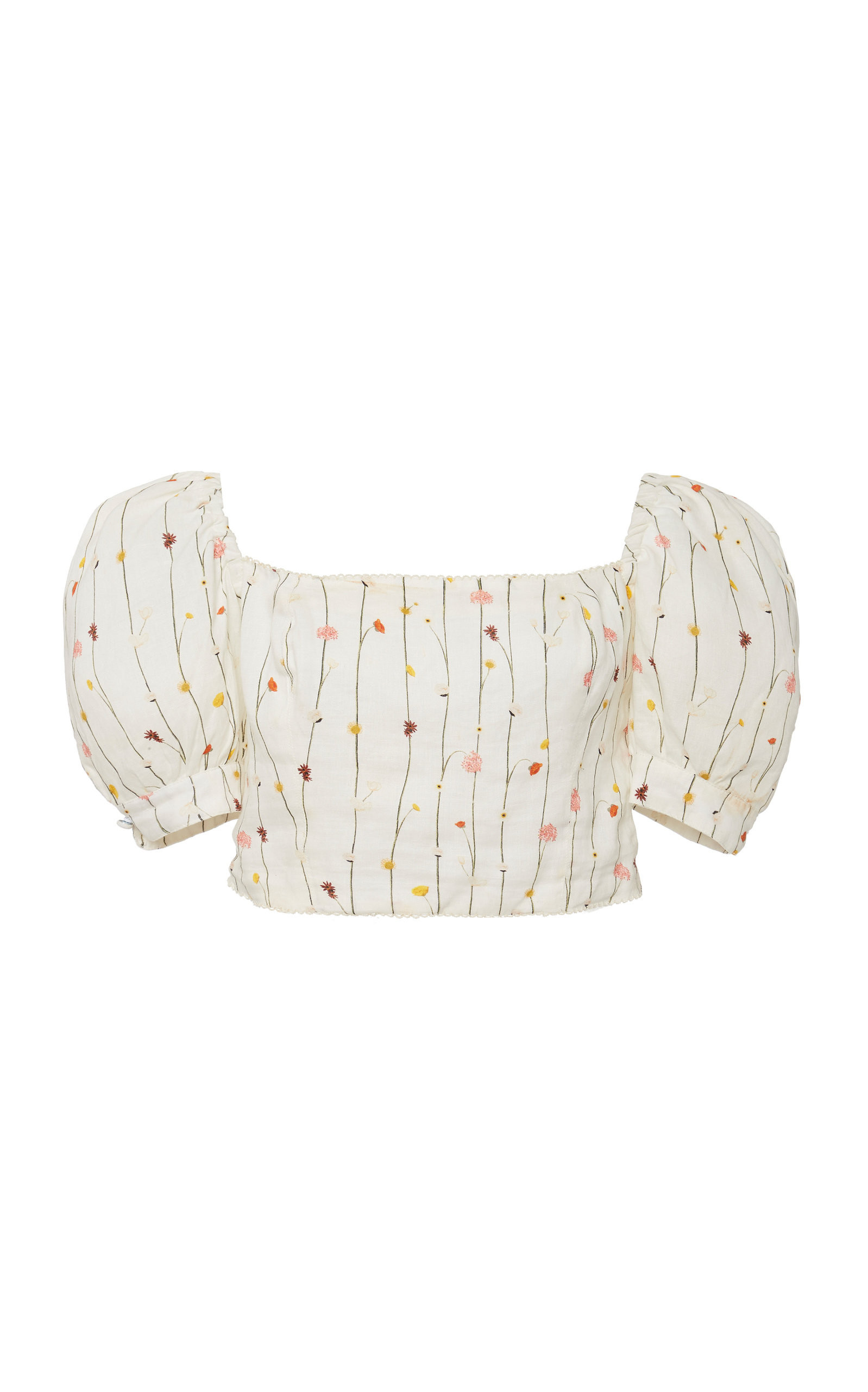 Agua by Agua Bendita Cacao Enredadera Linen Cropped Top | Moda Operandi Global