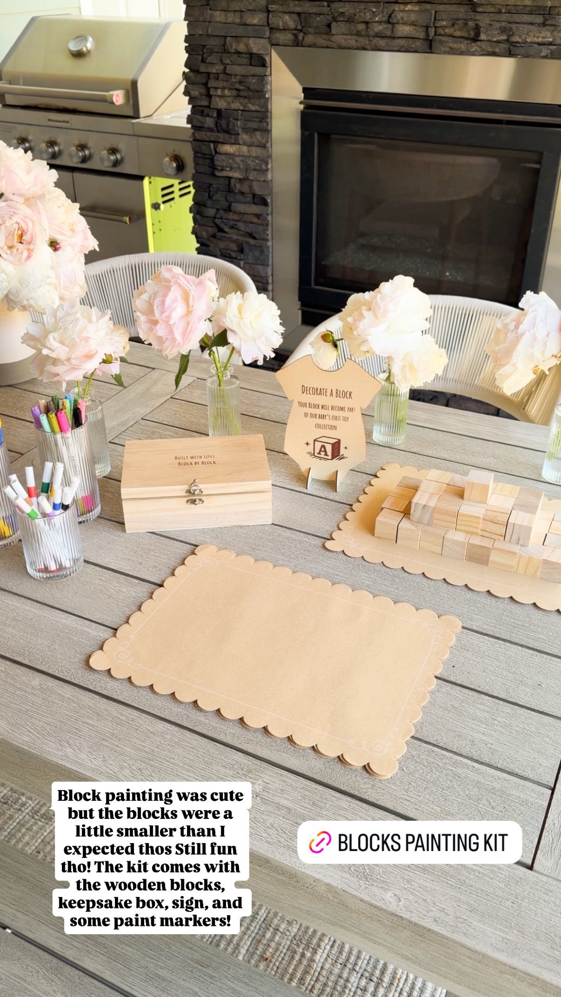 BLOCKS PAINTING KIT! Block painting was cute but the blocks were a little smaller than I expected  Still fun tho! The kit comes with the wooden blocks, keepsake box, sign, and some paint markers!

#LTKsummer #LTKhome #LTKbaby