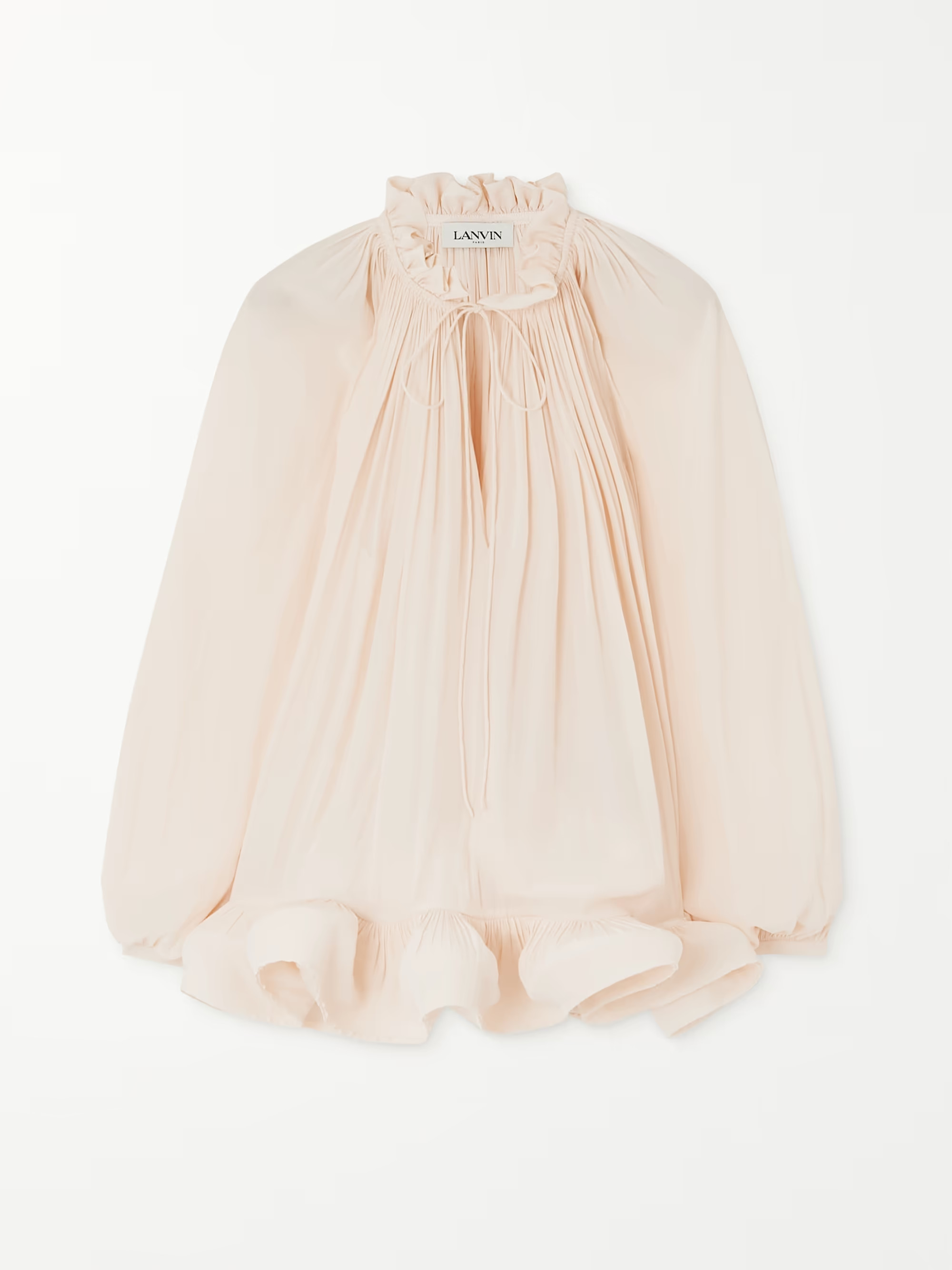 Ruffled gathered charmeuse blouse | NET-A-PORTER (US)