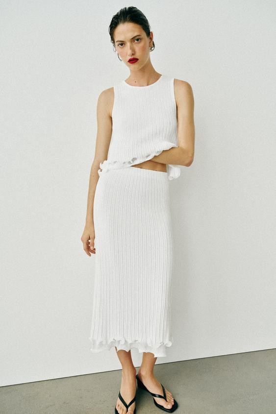 DOUBLE-LAYER KNIT MIDI SKIRT | Zara US