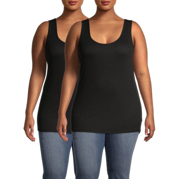 Terra & Sky Women's Plus Size Everyday Essential Layering Tank Top, 2-Pack | Walmart (US)