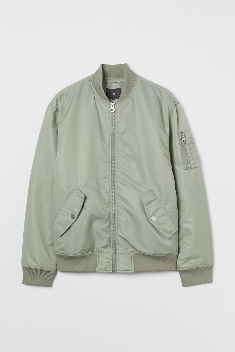 H & M - Nylon Bomber Jacket - Green | H&M (US + CA)