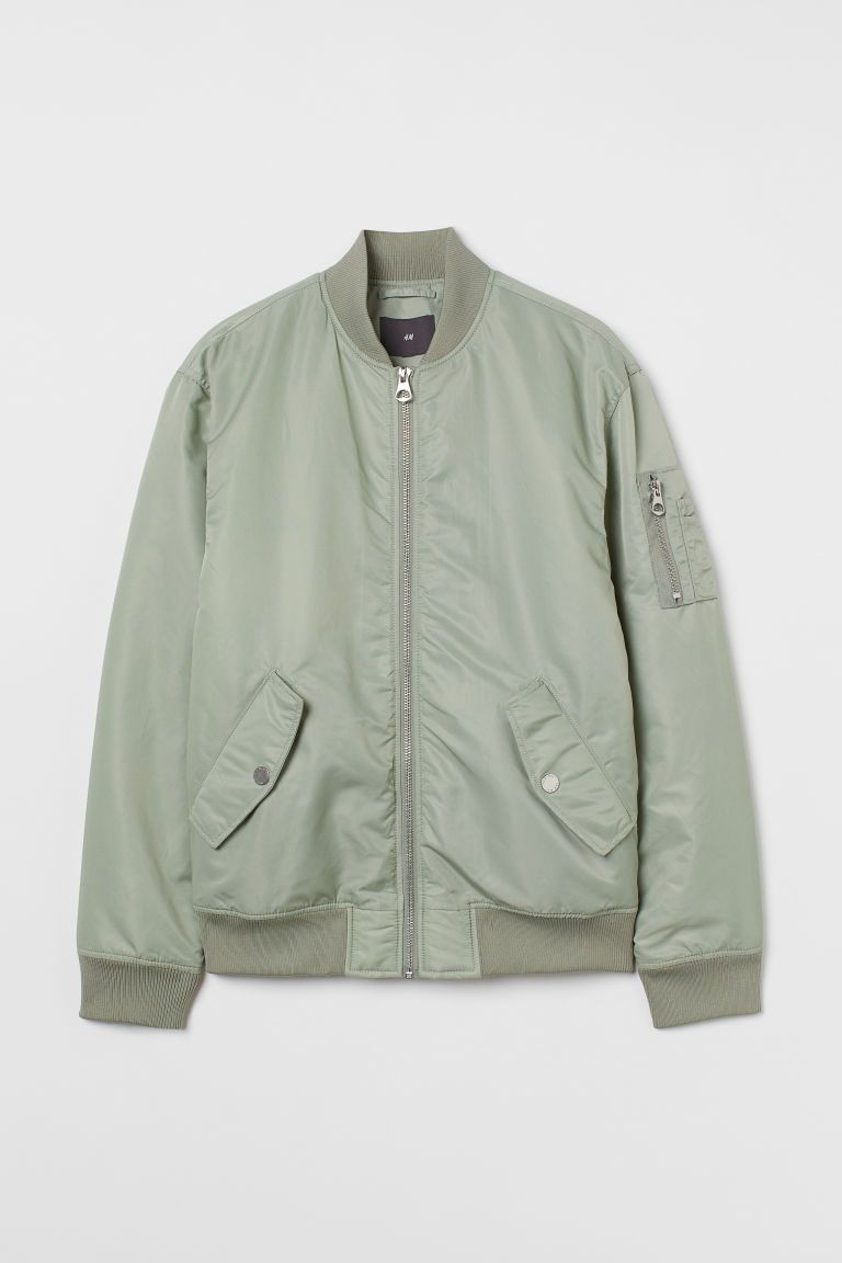 H & M - Nylon Bomber Jacket - Green | H&M (US)