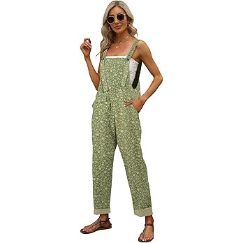 Gihuo Women's Fashion Baggy Loose Linen Overalls Jumpsuit Oversized Casual Sleeveless Rompers wit... | Amazon (US)