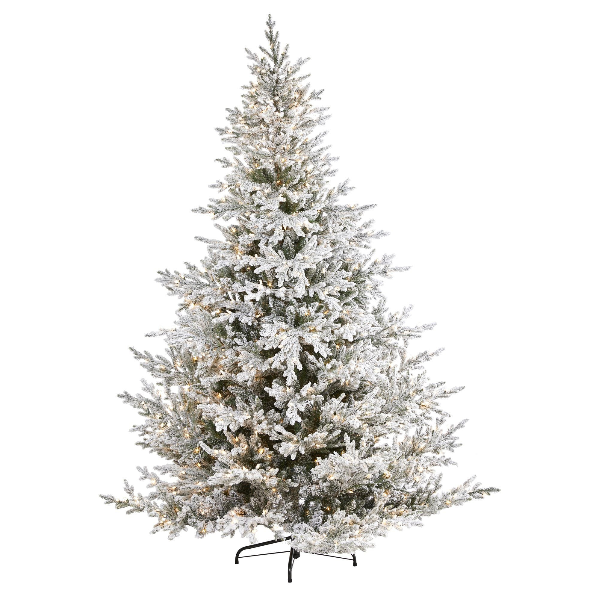 8’ Flocked Fraser Fir Artificial Christmas Tree with 800 Warm White Lights and 4892 Bendable Br... | Nearly Natural