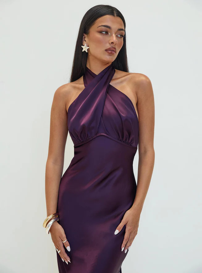 slim fit dress slacks Odyssa Halter Maxi Dress Magenta main image 0