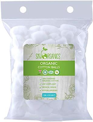 Cotton Balls Organic by Sky Organics (100 ct.), Fragrance & Chlorine-Free Cotton Balls, 100% Biod... | Amazon (US)