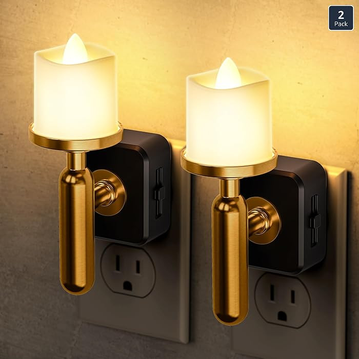 Briignite Flameless Candle Night Light, Night Lights Plug into Wall, LED Candle Night Light with ... | Amazon (US)