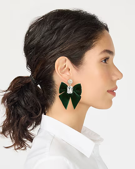 Velvet bow crystal statement earrings | J.Crew Factory